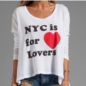 WILDFOX NYC for Lovers Oversized Slouchy Long Sleeve Cotton Heart Graphic S Top